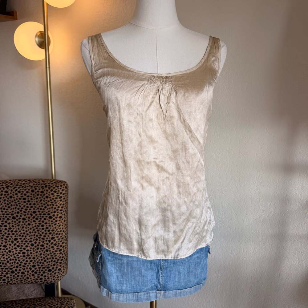 J.Crew Silk Blend Tank Top Size 8 Champagne Metallic